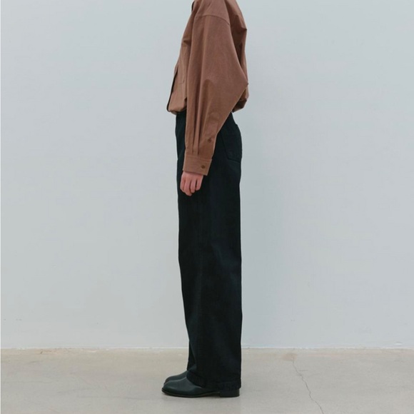 NWT Moia curved dyed denim black wide leg pant size S - Picture 2 of 16